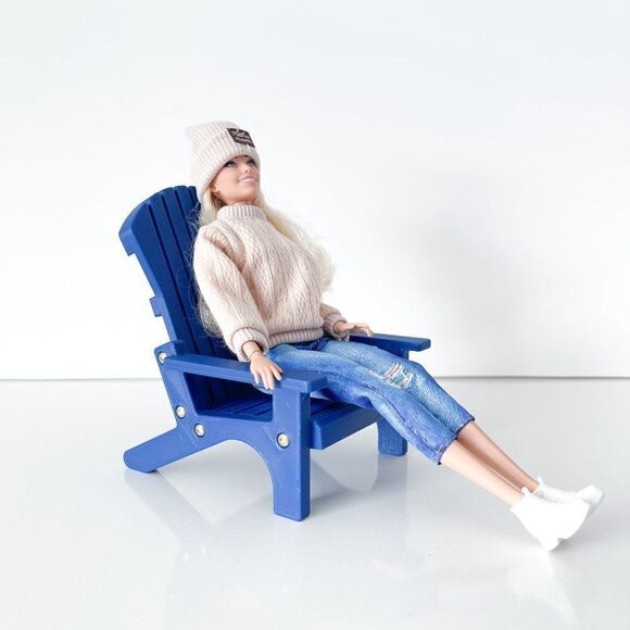 Miniature Adirondack Chair Royal Blue For 12” Barbie Integrity Fashion Dolls 1:6 - Picture 1 of 4